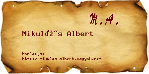 Mikulás Albert névjegykártya